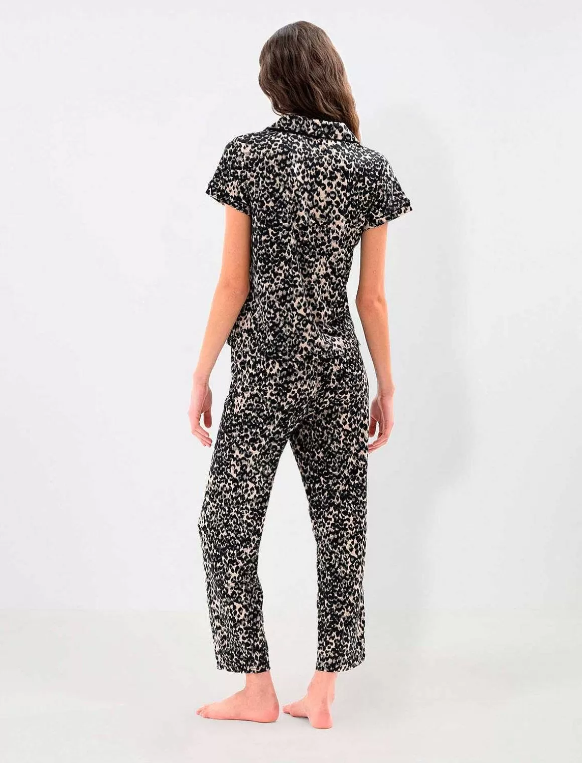 BCBGMAXAZRIA Animal Print Leopard Loose Pajama Set Flash Sale