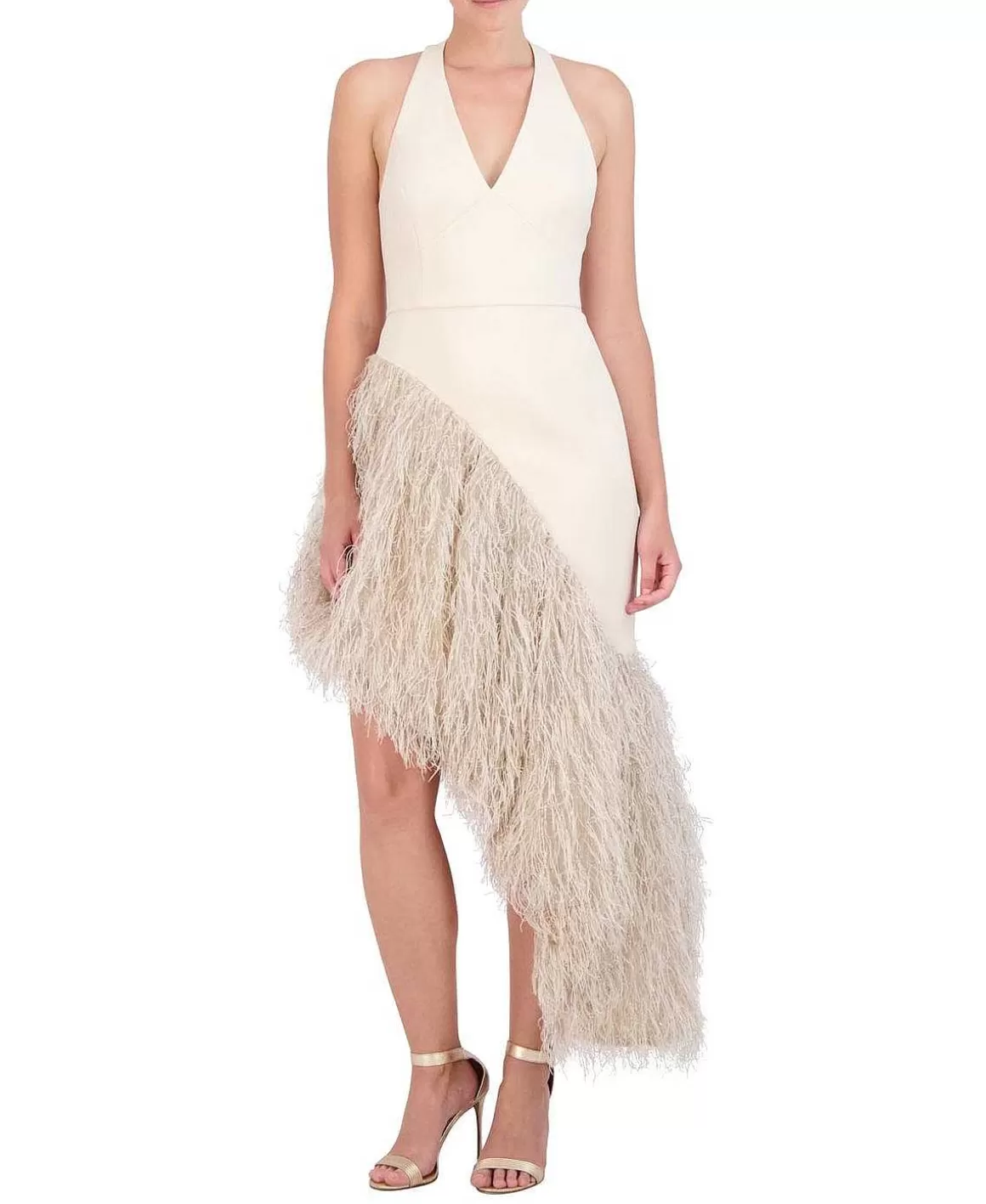 BCBGMAXAZRIA Asymmetric High And Low Feather Dress Online