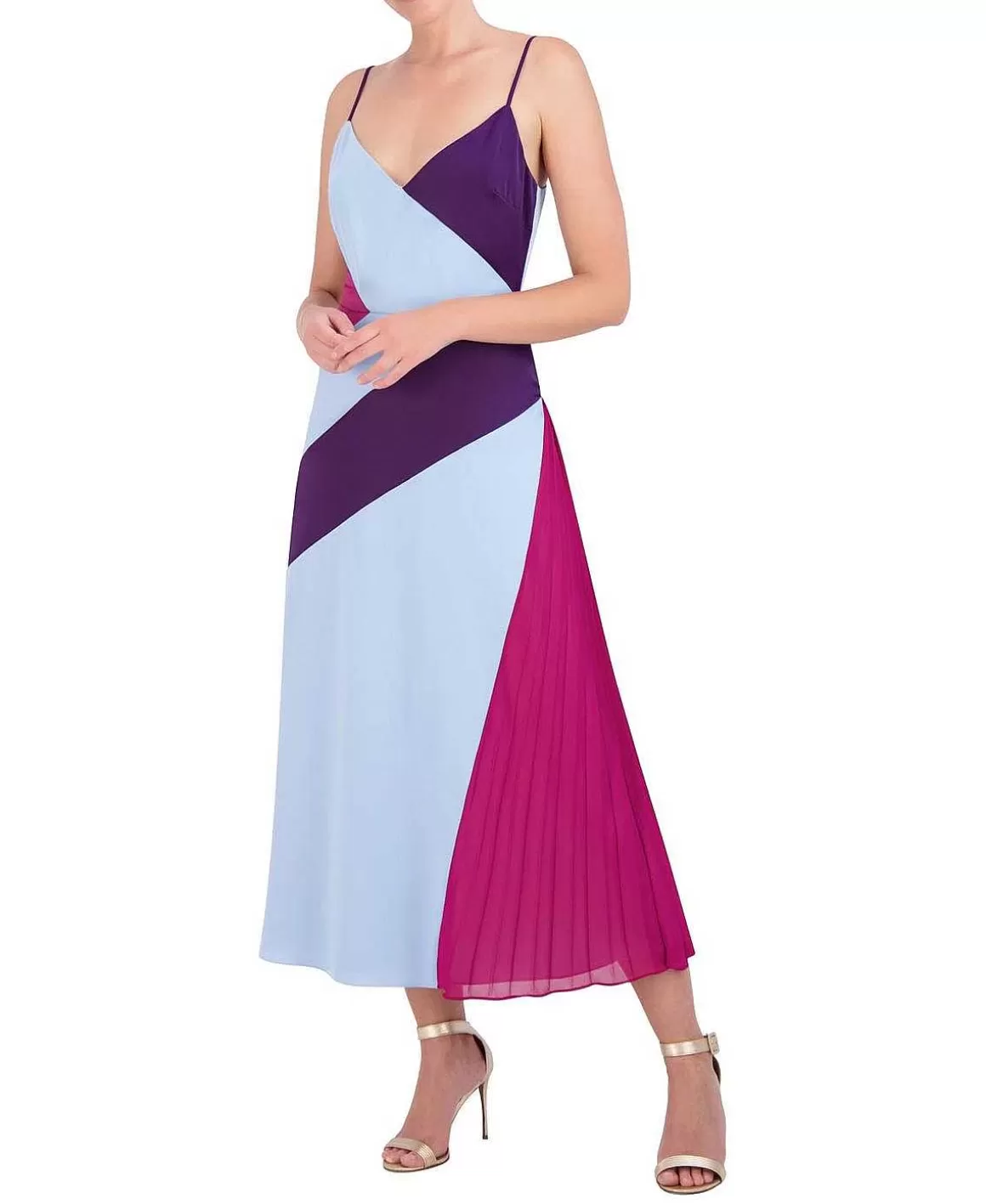 BCBGMAXAZRIA Colorblock Chevron Wide Dress Discount