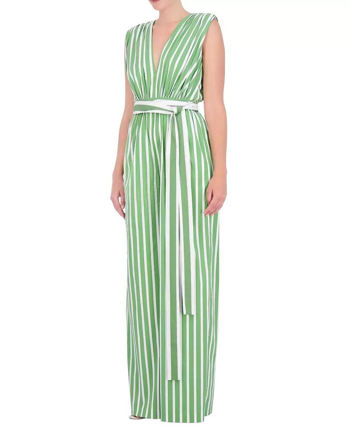 BCBGMAXAZRIA Cotton Stripes Printed Jumpsuit Flash Sale