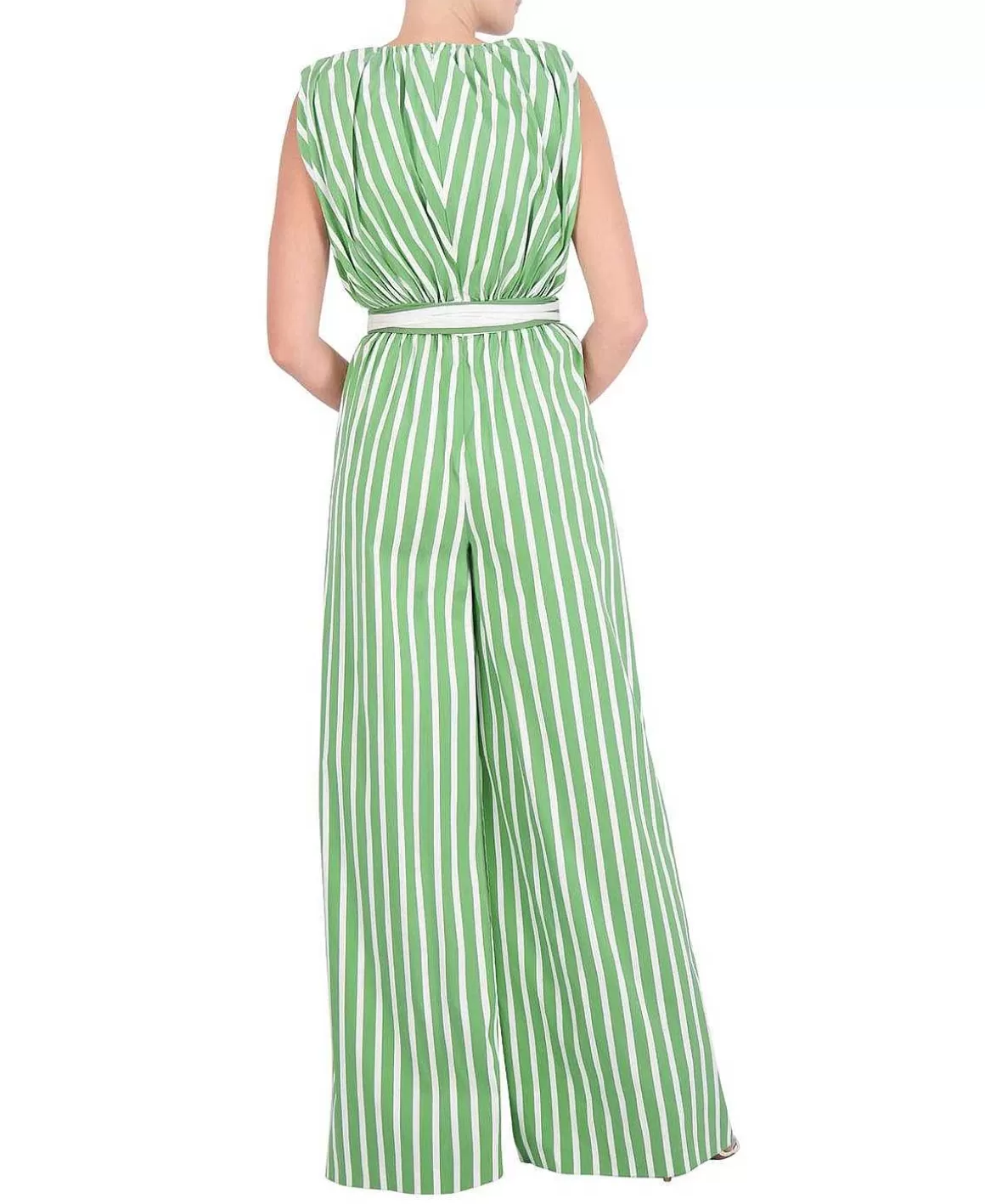 BCBGMAXAZRIA Cotton Stripes Printed Jumpsuit Flash Sale