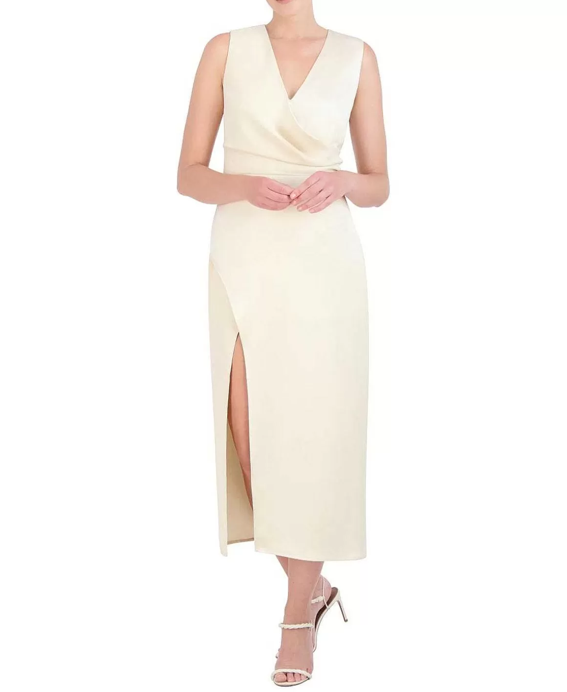 BCBGMAXAZRIA Drapeed Midi Dress With Opening Cheap