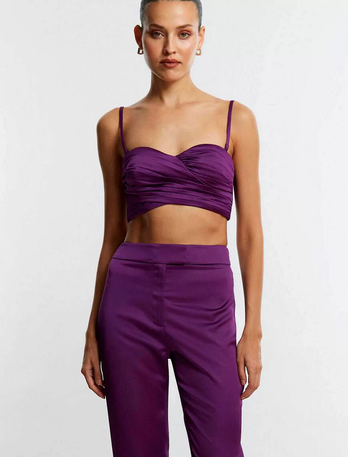 BCBGMAXAZRIA Escote Corazon Fruncido Crop Top Sale