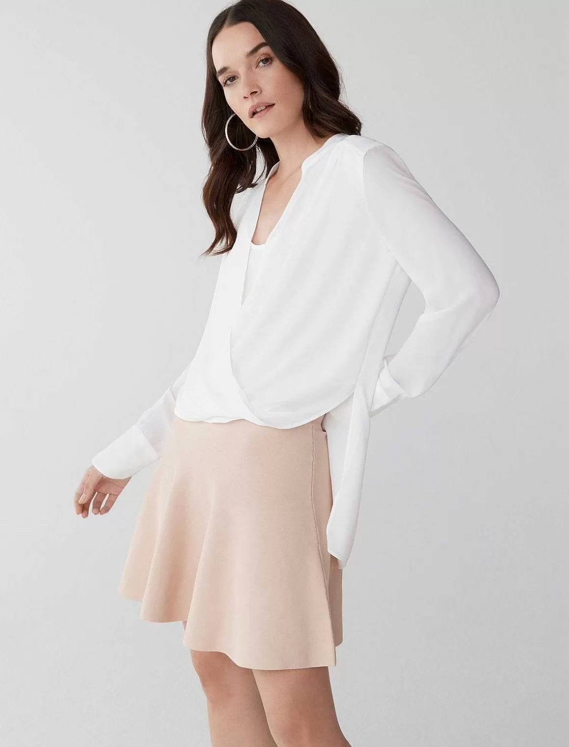 BCBGMAXAZRIA Jaklyn High And Low Draped Blouse Outlet