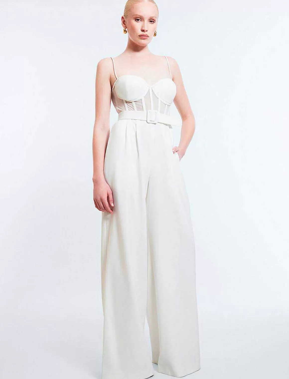 BCBGMAXAZRIA Jumpsuit Bustier Pierna Ancha New