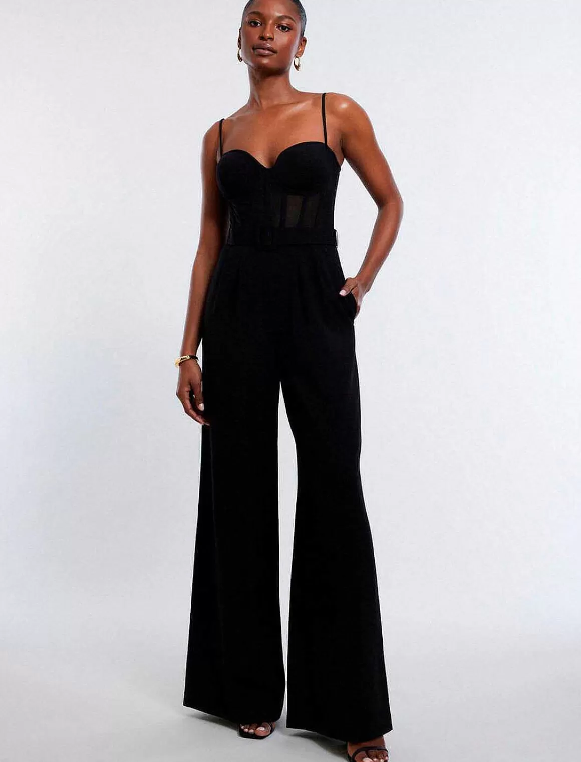 BCBGMAXAZRIA Jumpsuit Bustier Pierna Ancha Flash Sale