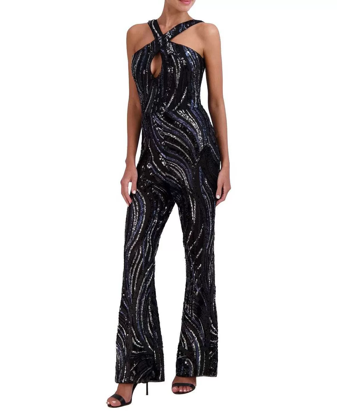 BCBGMAXAZRIA Lentejuela Halter Jumpsuit Discount