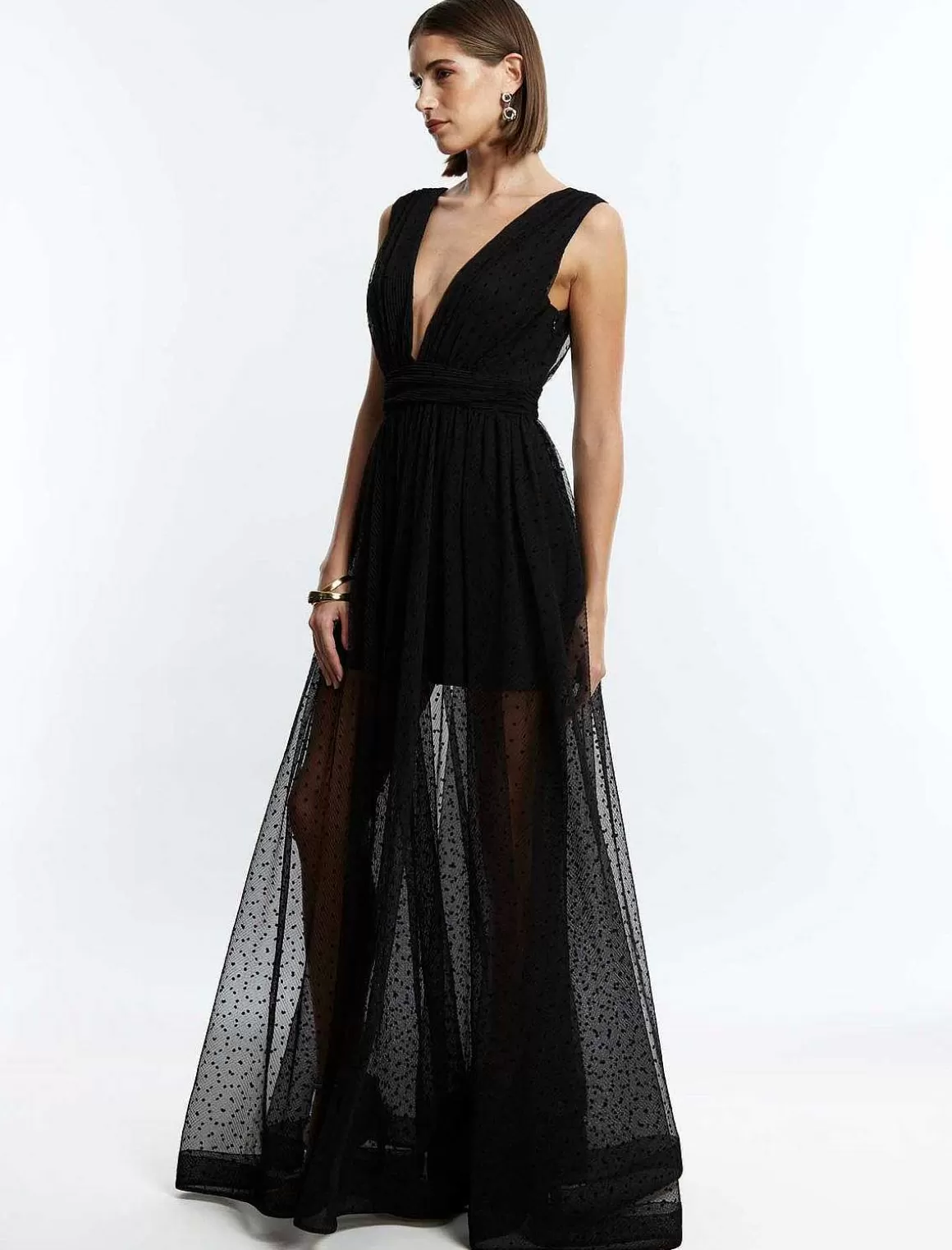 BCBGMAXAZRIA Lunares Wide Tul Dress Outlet