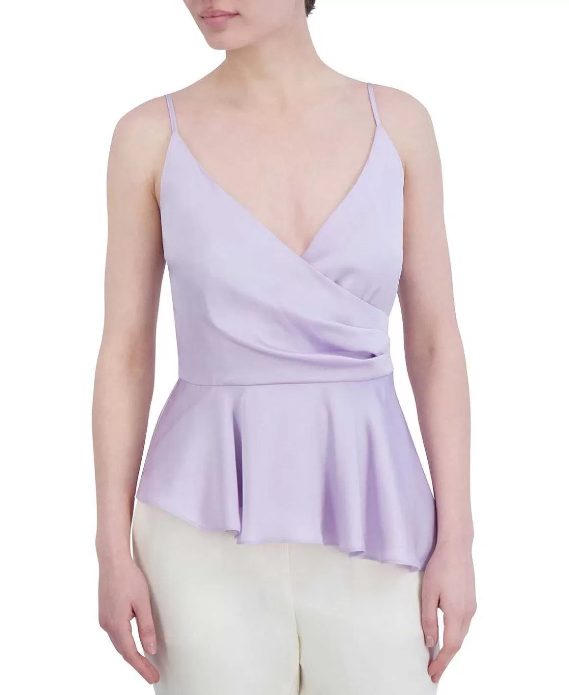 BCBGMAXAZRIA Peplum Satin Asymmetric Blouse Shop