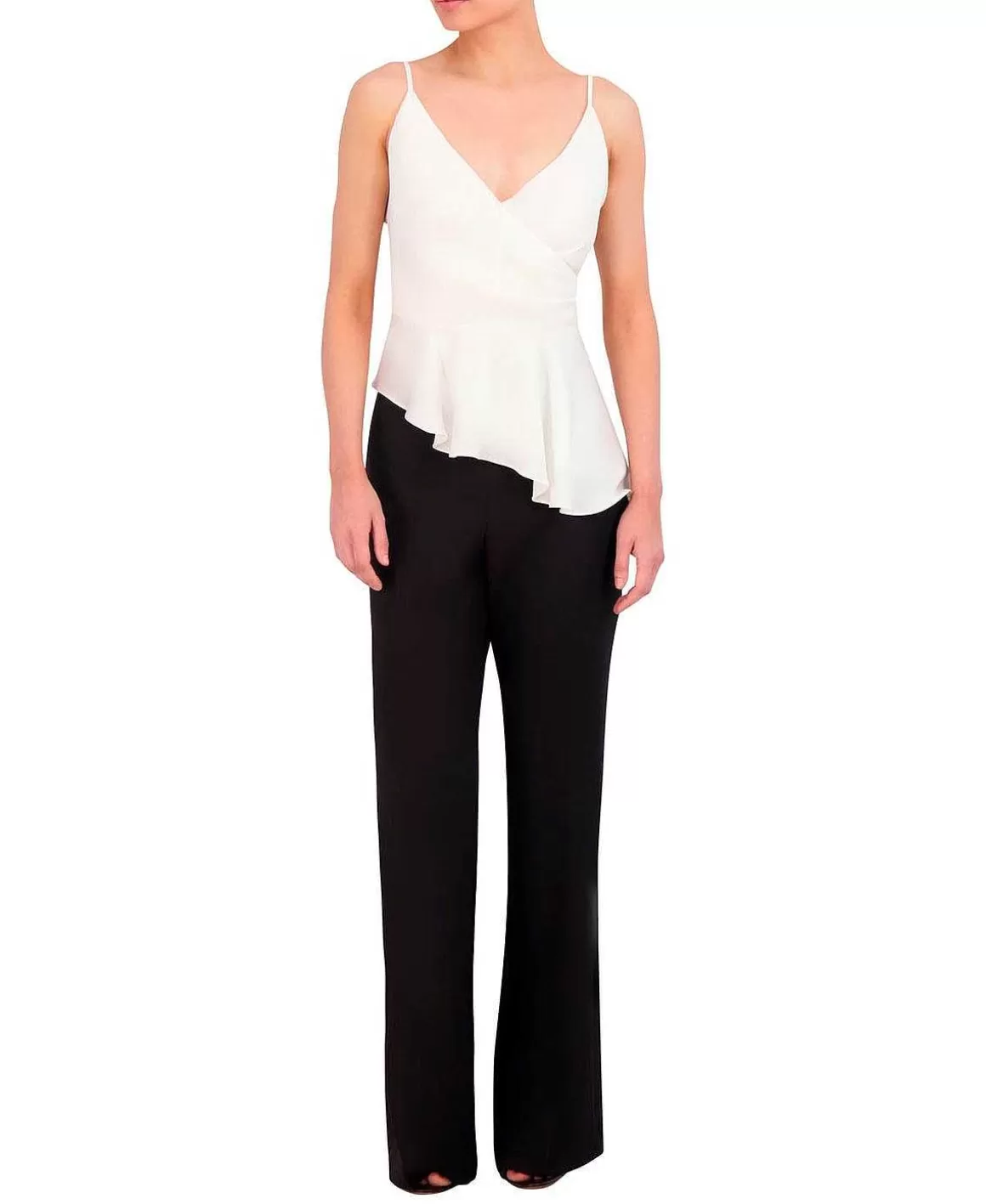 BCBGMAXAZRIA Peplum Satin Asymmetric Blouse Discount