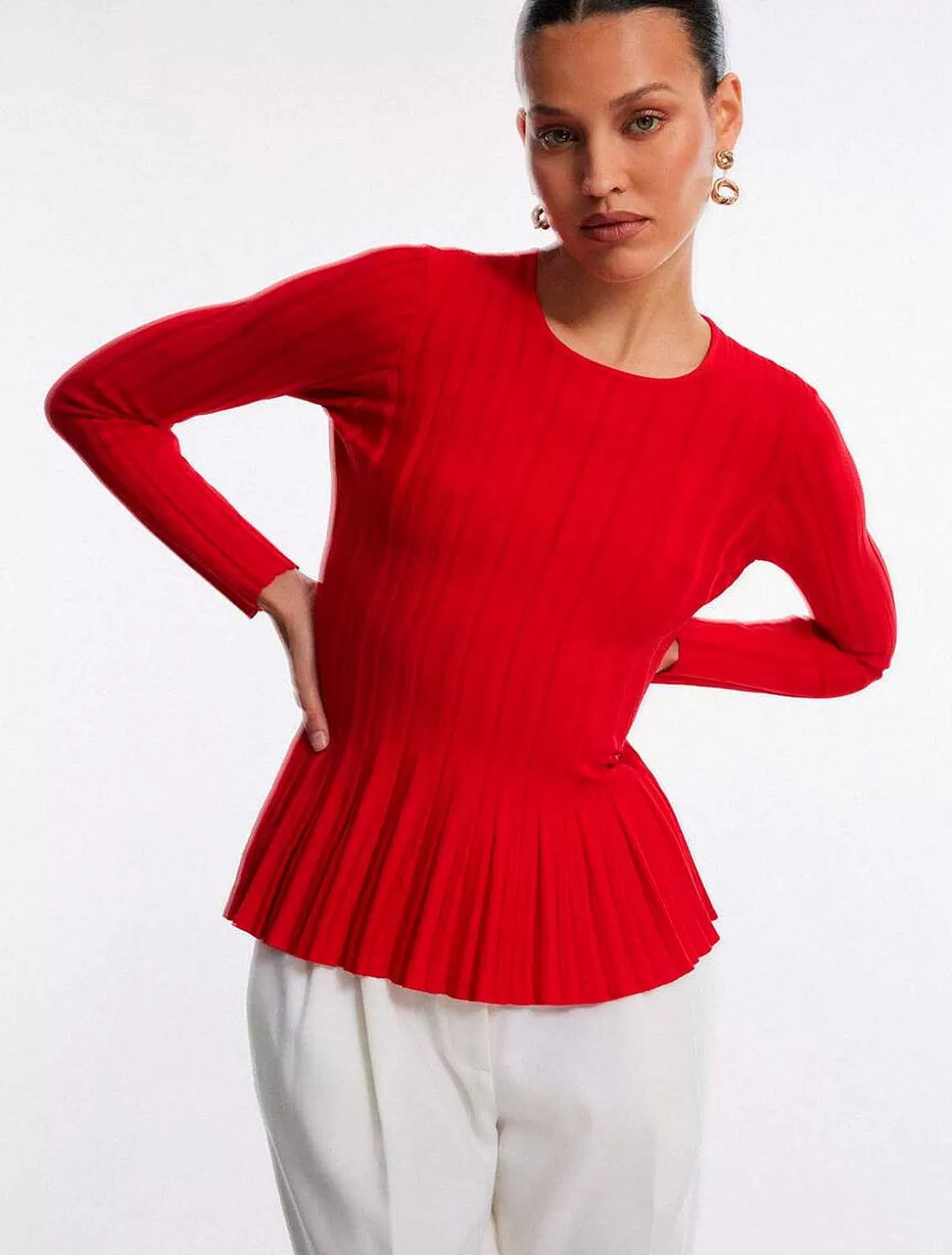 BCBGMAXAZRIA Peplum Wide Sleeve Sweater Pullover Sale