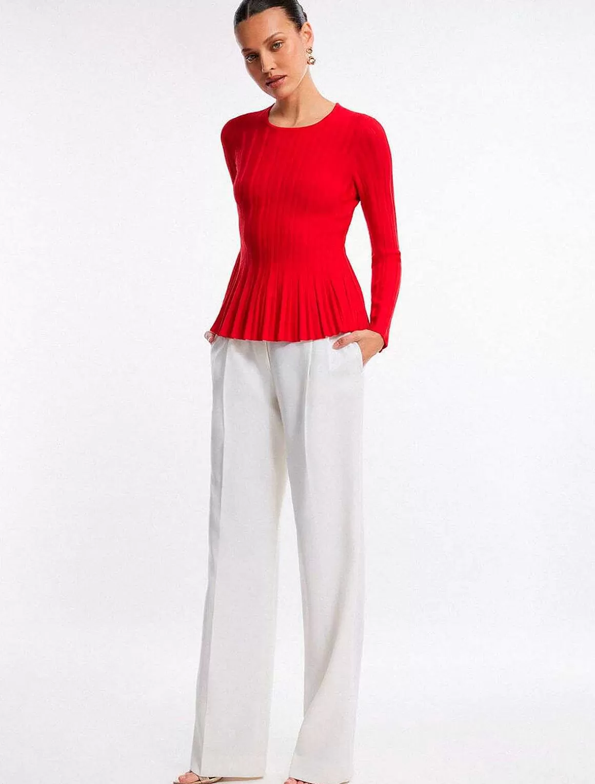 BCBGMAXAZRIA Peplum Wide Sleeve Sweater Pullover Sale