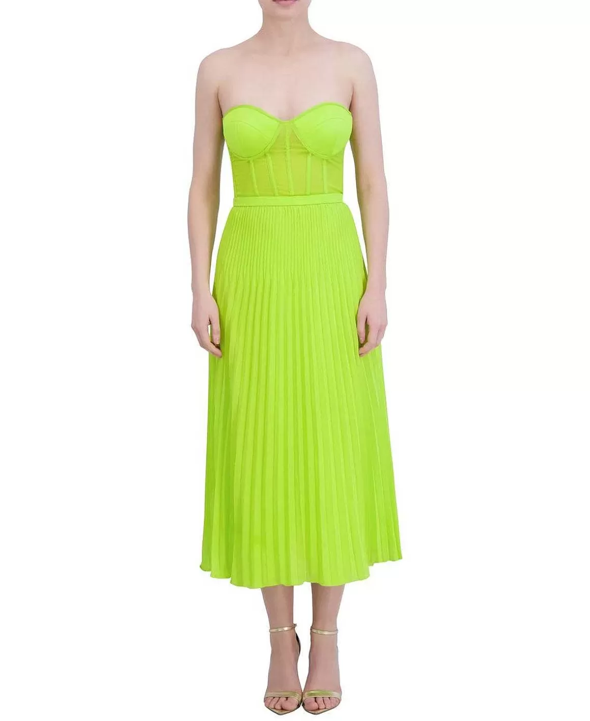 BCBGMAXAZRIA Pleated Dress With Bustier Shop