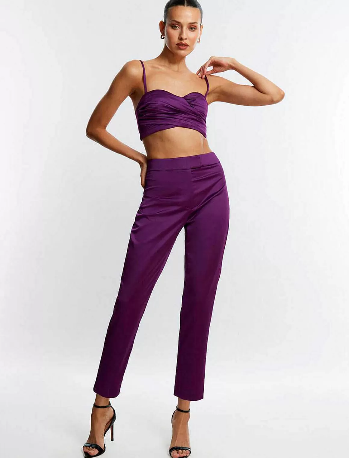 BCBGMAXAZRIA Slim Fit Satin Pants Clearance