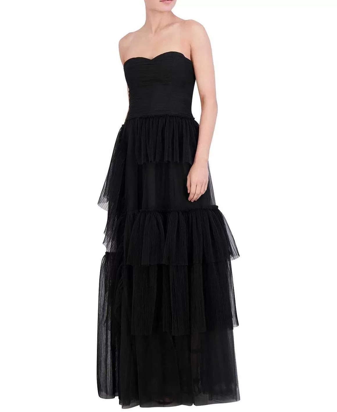 BCBGMAXAZRIA Wide Evening Tul Dress Scaled New